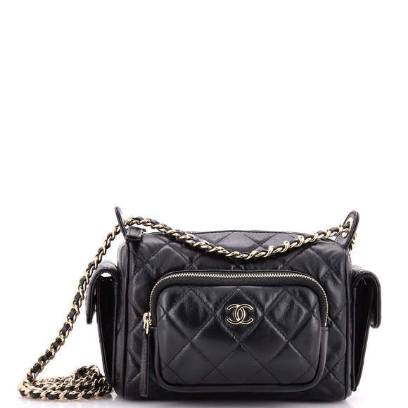 Chanel Small Multipocket Camera Case Quilted Crumpled Lambskin - Picture 1 of 5